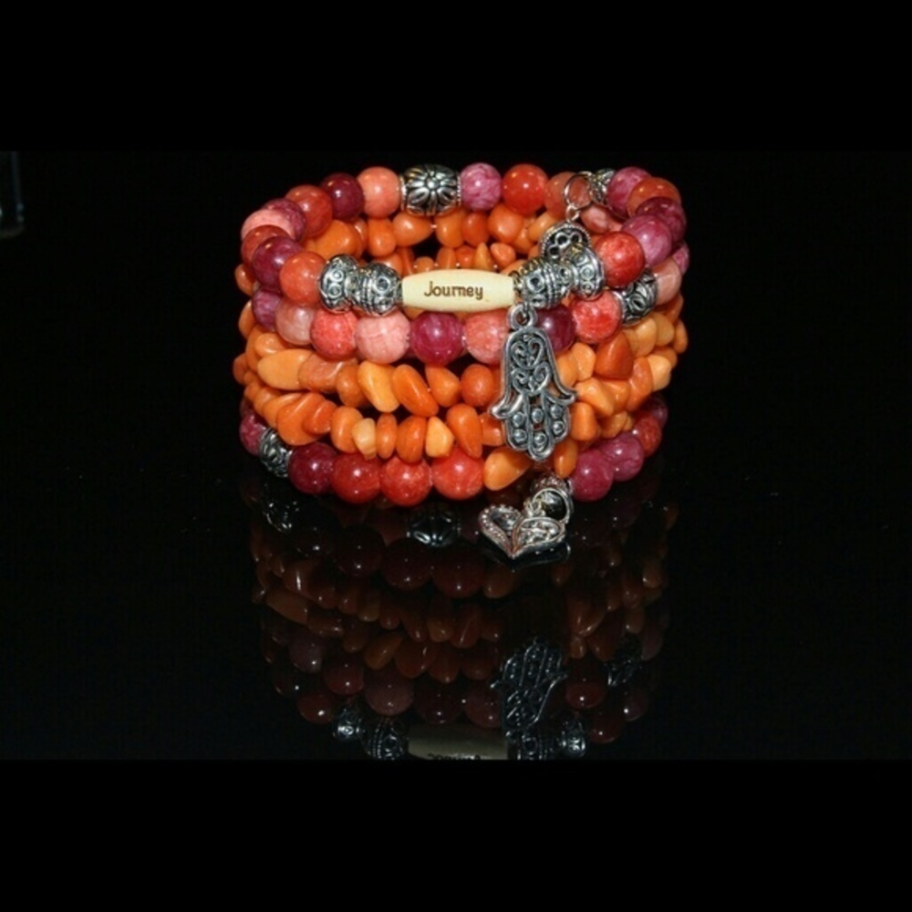 Quartzite Ruby Gemstone Wrap Bracelet and Earrings Set - Picture 4 of 4